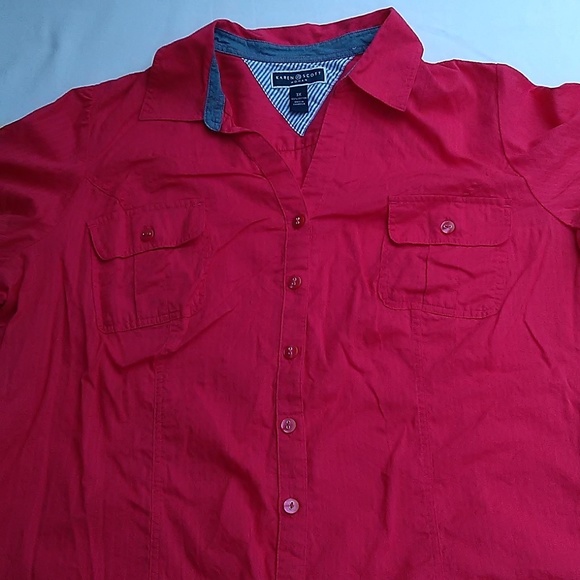 Karen Scott Tops - Karen Scott Button Down Plus Short Sleeve Shirt 3X